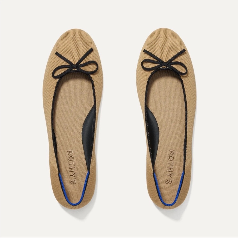 Rothy's Beige Flats with Black Trim